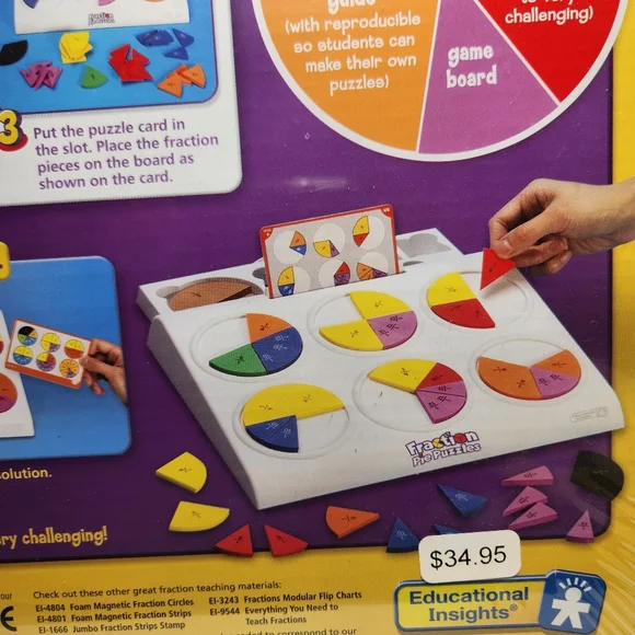 NEW Fraction Pie Puzzles Games Toy SCHOOL Math Education - LEARN FRACTIONS - Picture 8 of 11
